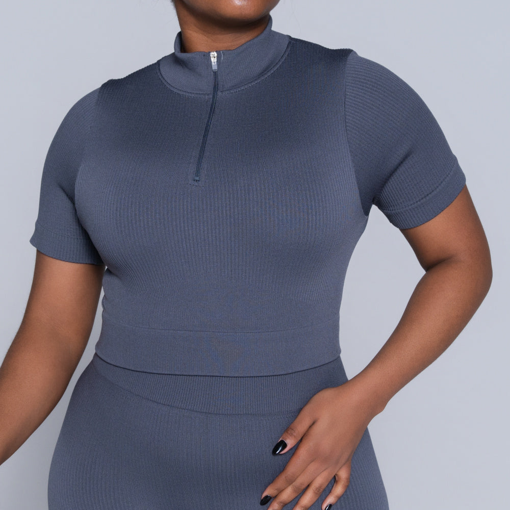 Grey Zip Detail Gym Top