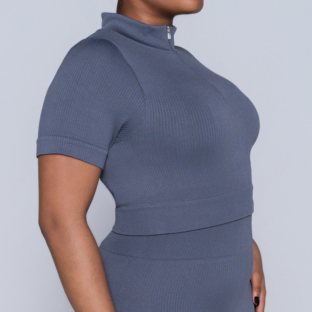 Grey Zip Detail Gym Top