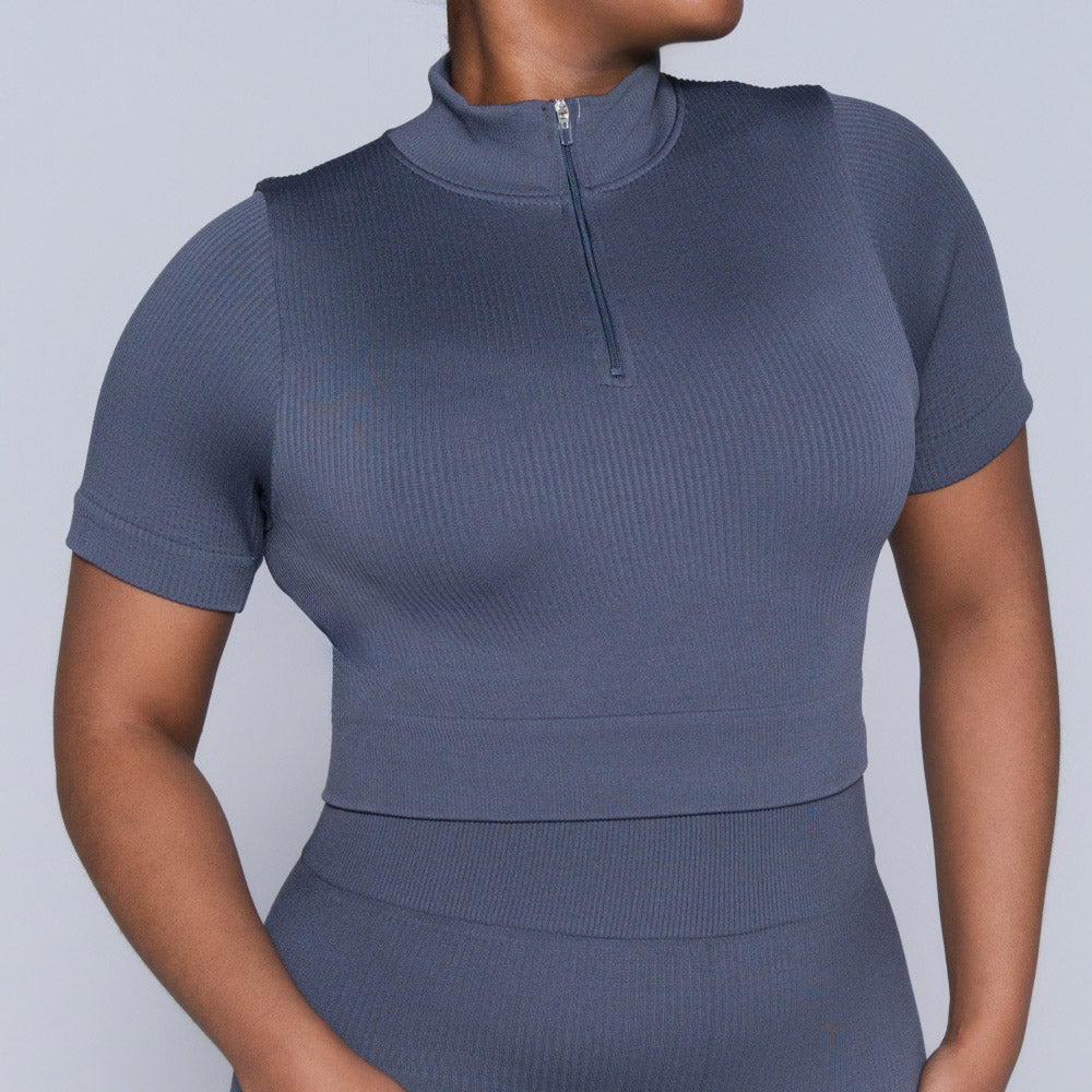 Grey Zip Detail Gym Top
