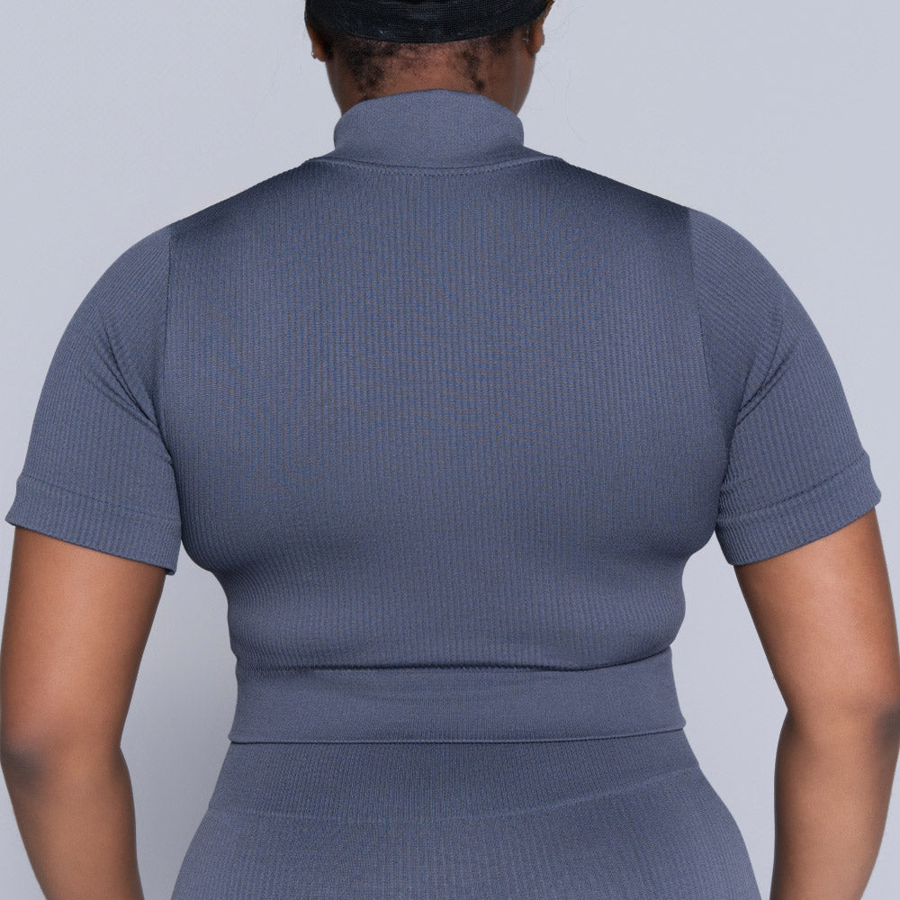 Grey Zip Detail Gym Top