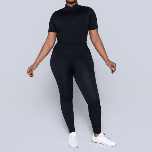 Black Zip Detail Gym Top