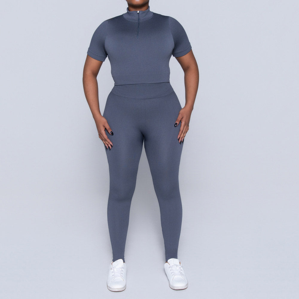 Grey Zip Detail Gym Top