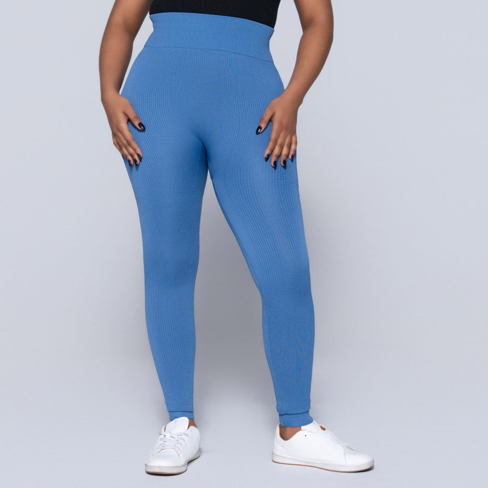 Light Blue Ribbed Gym Leggings
