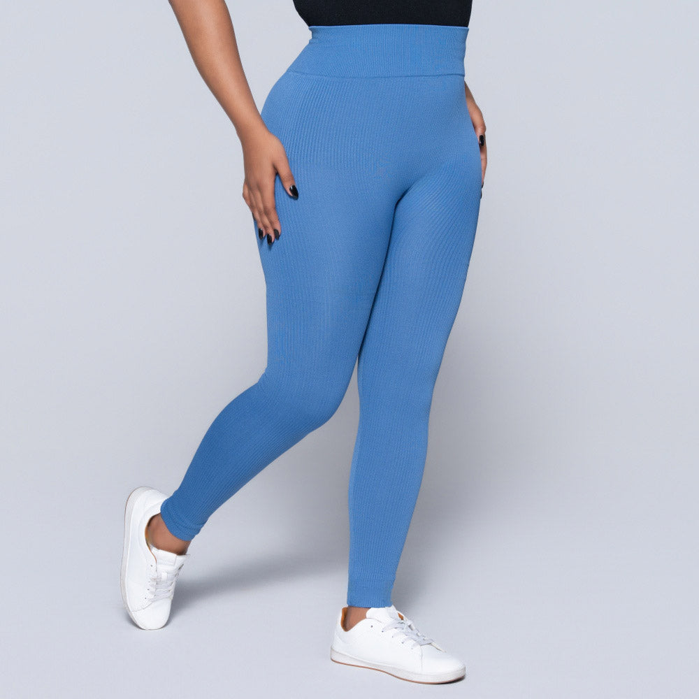 Light Blue Ribbed Gym Leggings
