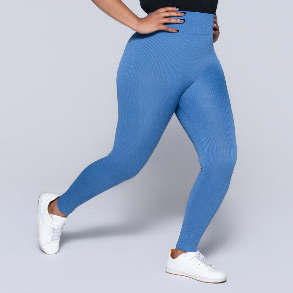 Light Blue Ribbed Gym Leggings