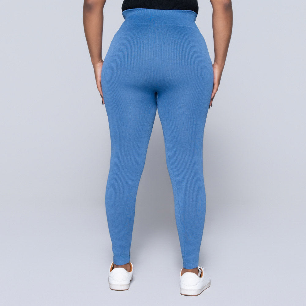 Light Blue Ribbed Gym Leggings