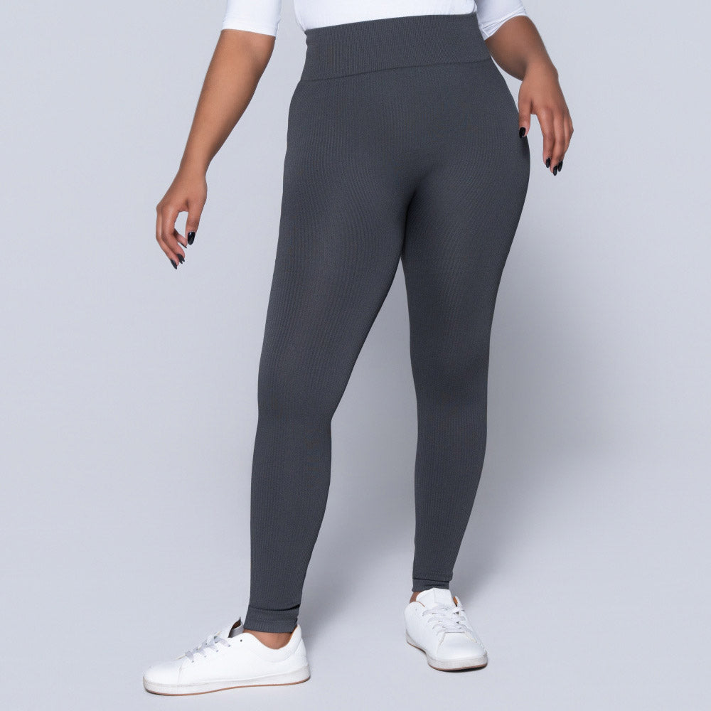 Grey Ribbed Gym Leggings