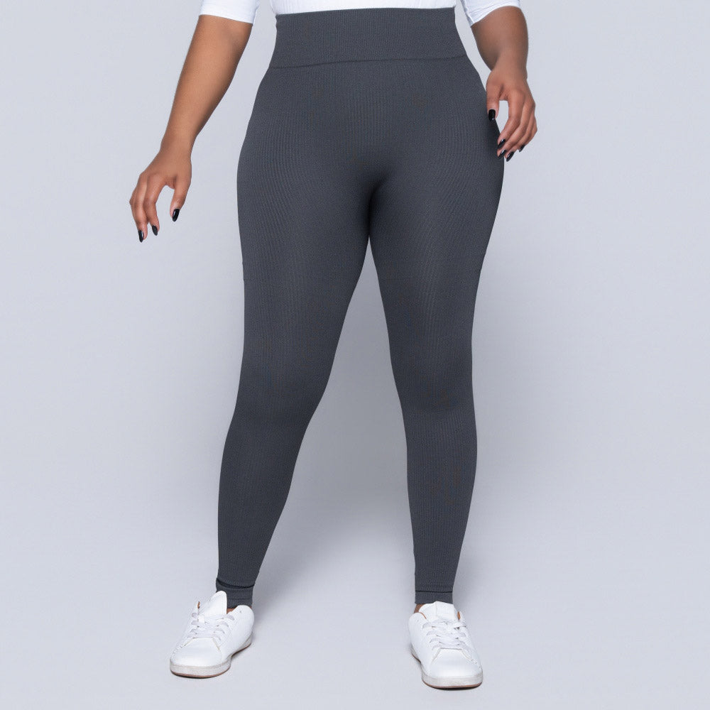 Grey Ribbed Gym Leggings