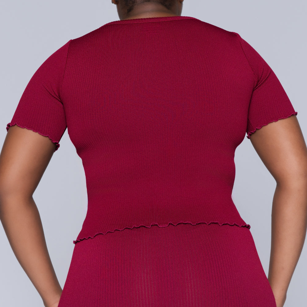 Frill Edit Red Gym Top