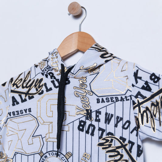 Boys White Baseball Top And Shorts Set