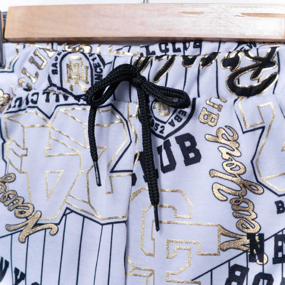 Boys White Baseball Top And Shorts Set