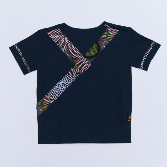 Boys Navy Wax Ethnic Print Top