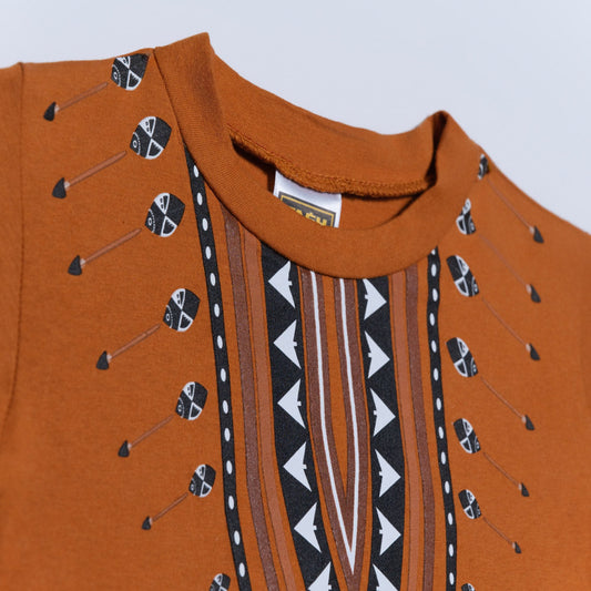 Boys Mustard Ethnic Print Top