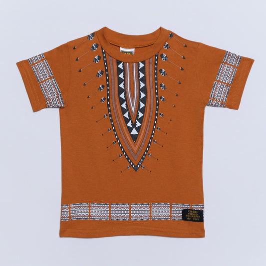Boys Mustard Ethnic Print Top