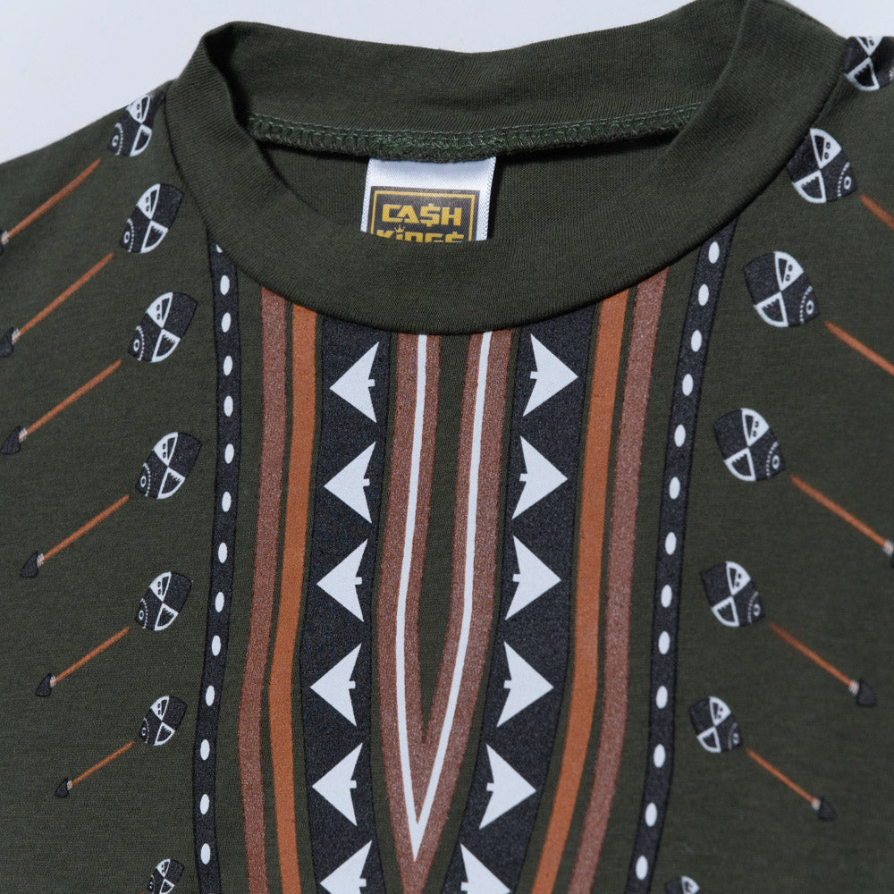 Boys Olive Ethnic Print Top