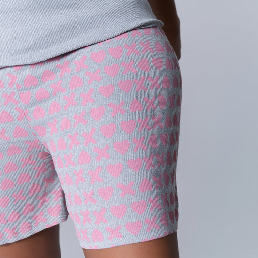 XOXO Grey Printed Shorty Pyjamas