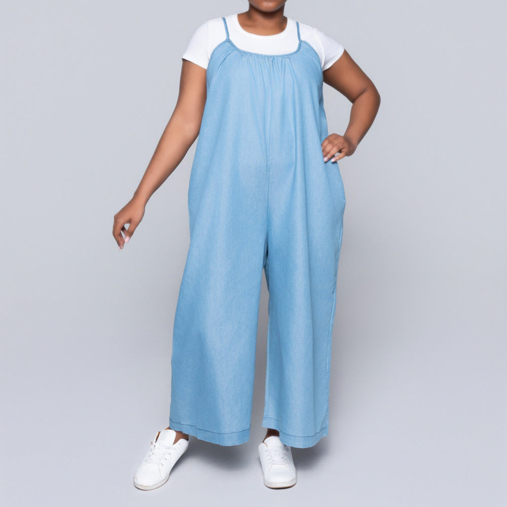 Sleeveless Denim Jumpsuit