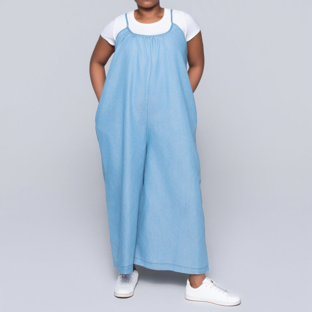 Sleeveless Denim Jumpsuit