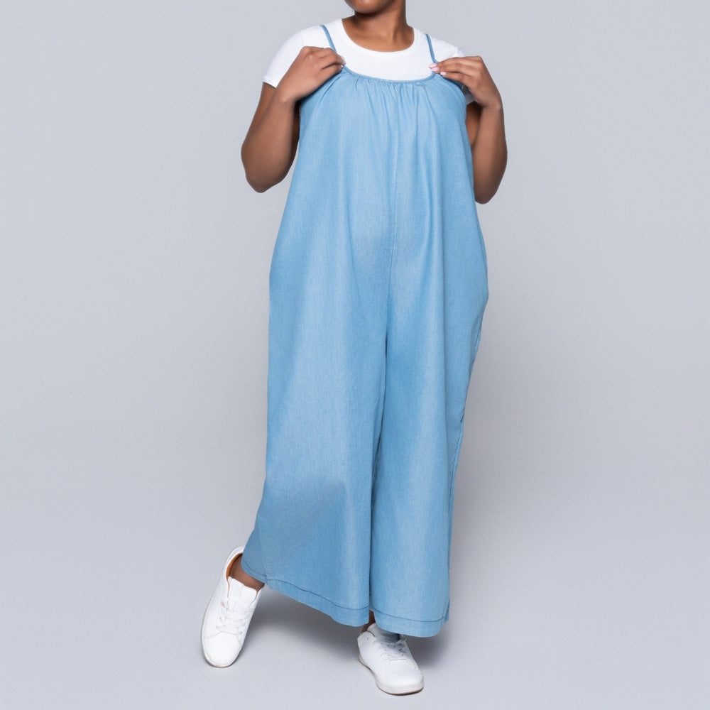 Sleeveless Denim Jumpsuit