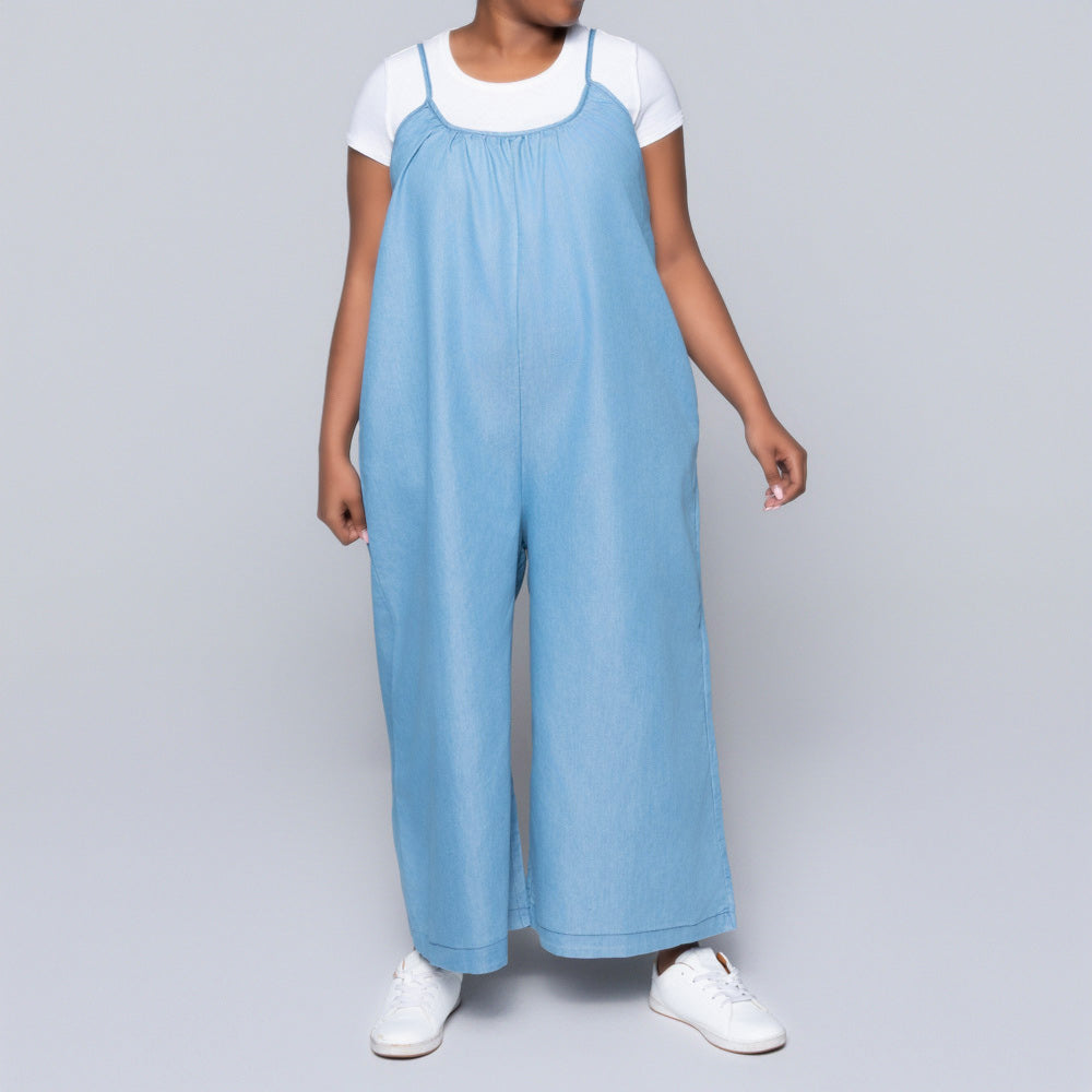 Sleeveless Denim Jumpsuit