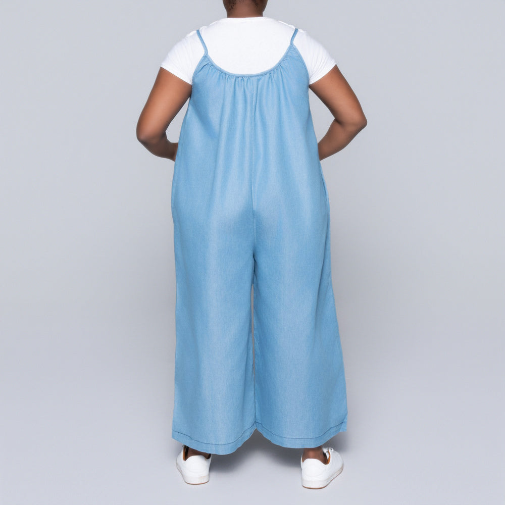 Sleeveless Denim Jumpsuit