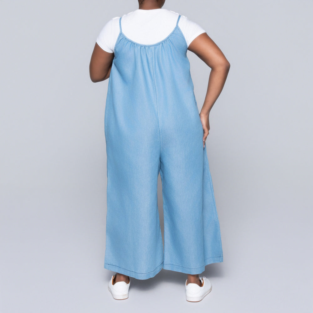 Sleeveless Denim Jumpsuit