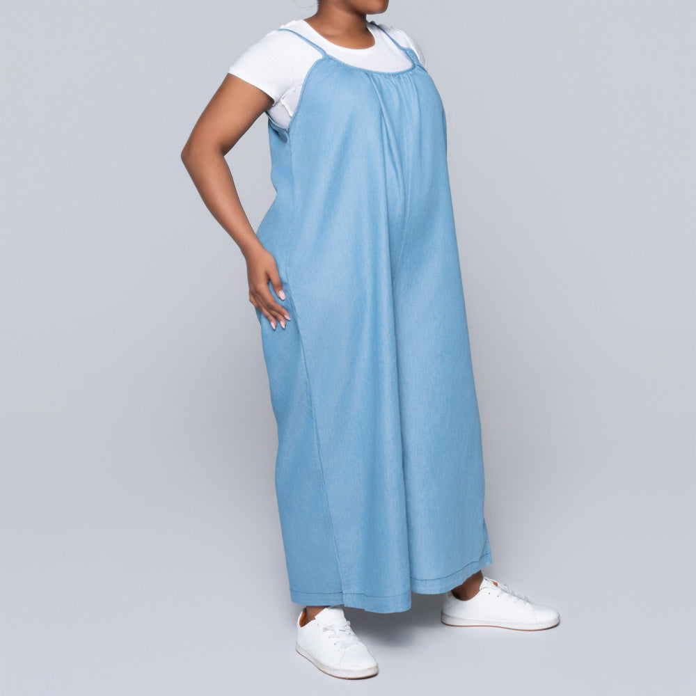 Sleeveless Denim Jumpsuit