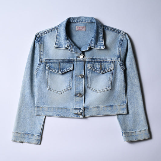Girls Damage Effect Denim Jacket