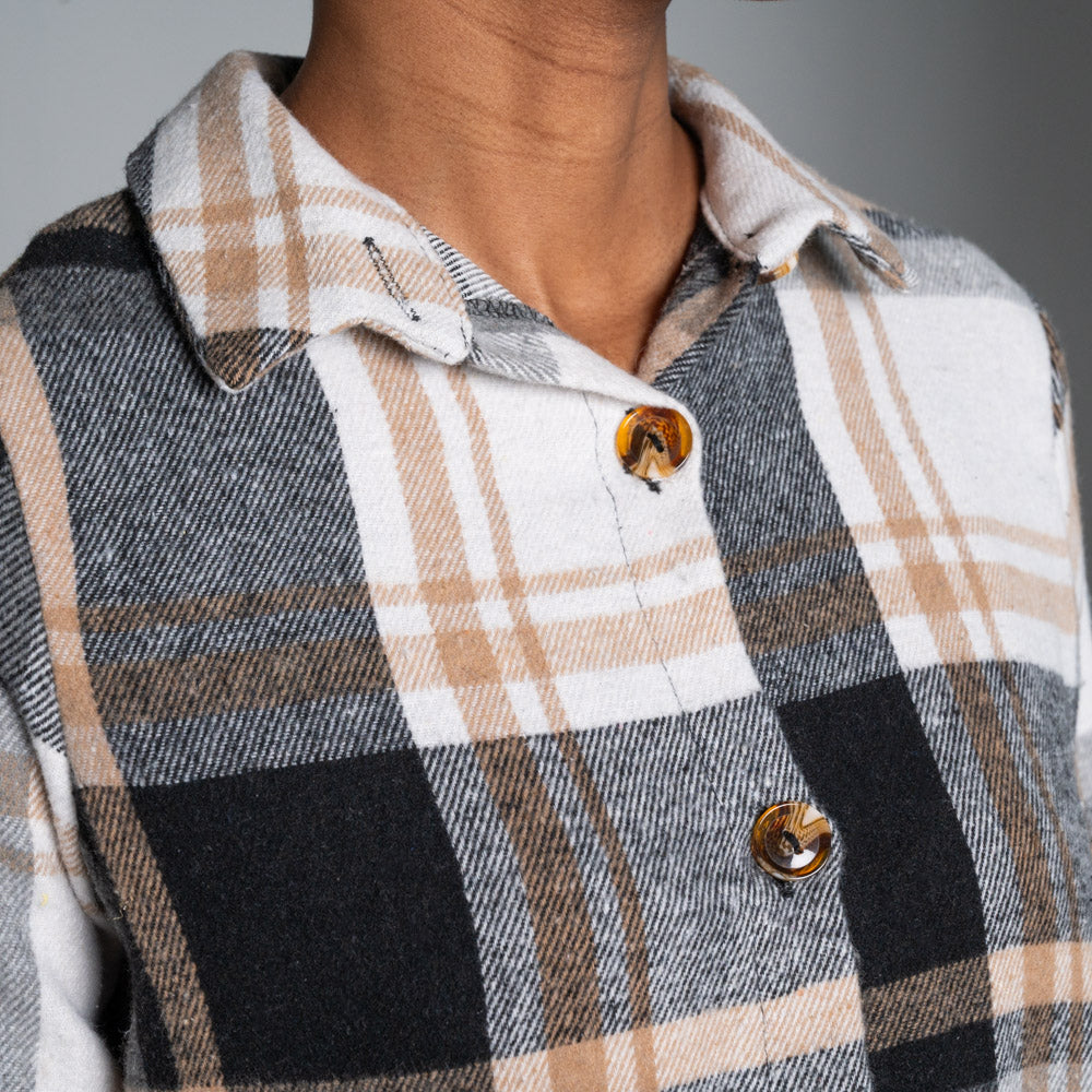 Plus Size Check Print Shacket Top