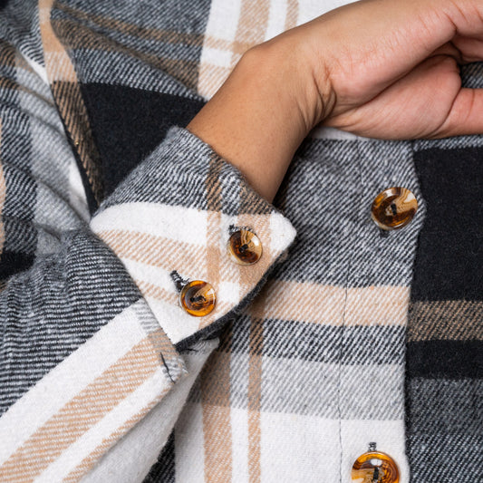 Plus Size Check Print Shacket Top