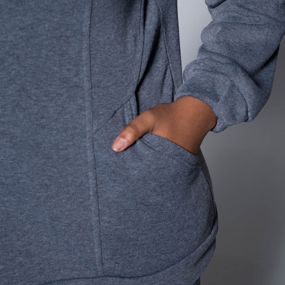 Plus Size Charcoal Hooded Top