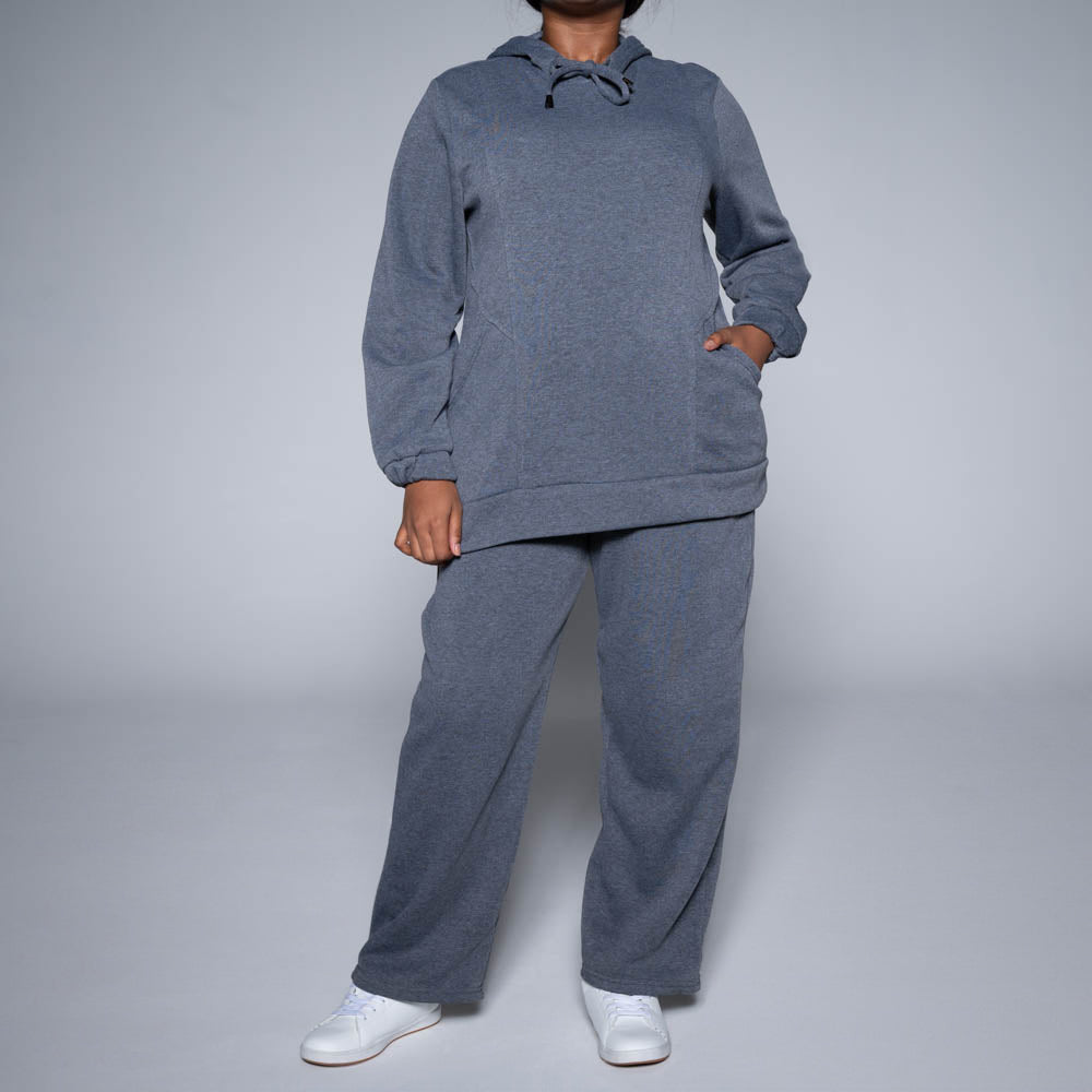 Plus Size Charcoal Hooded Top