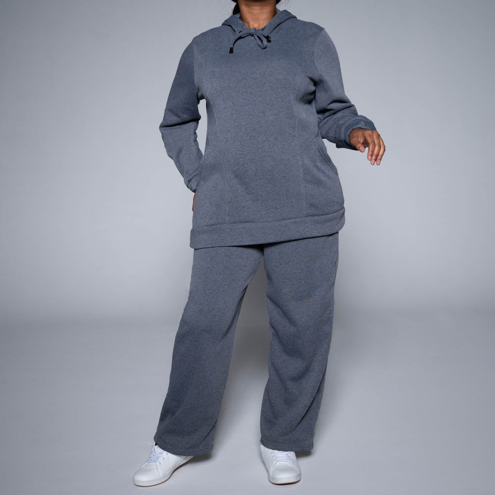 Plus Size Charcoal Hooded Top