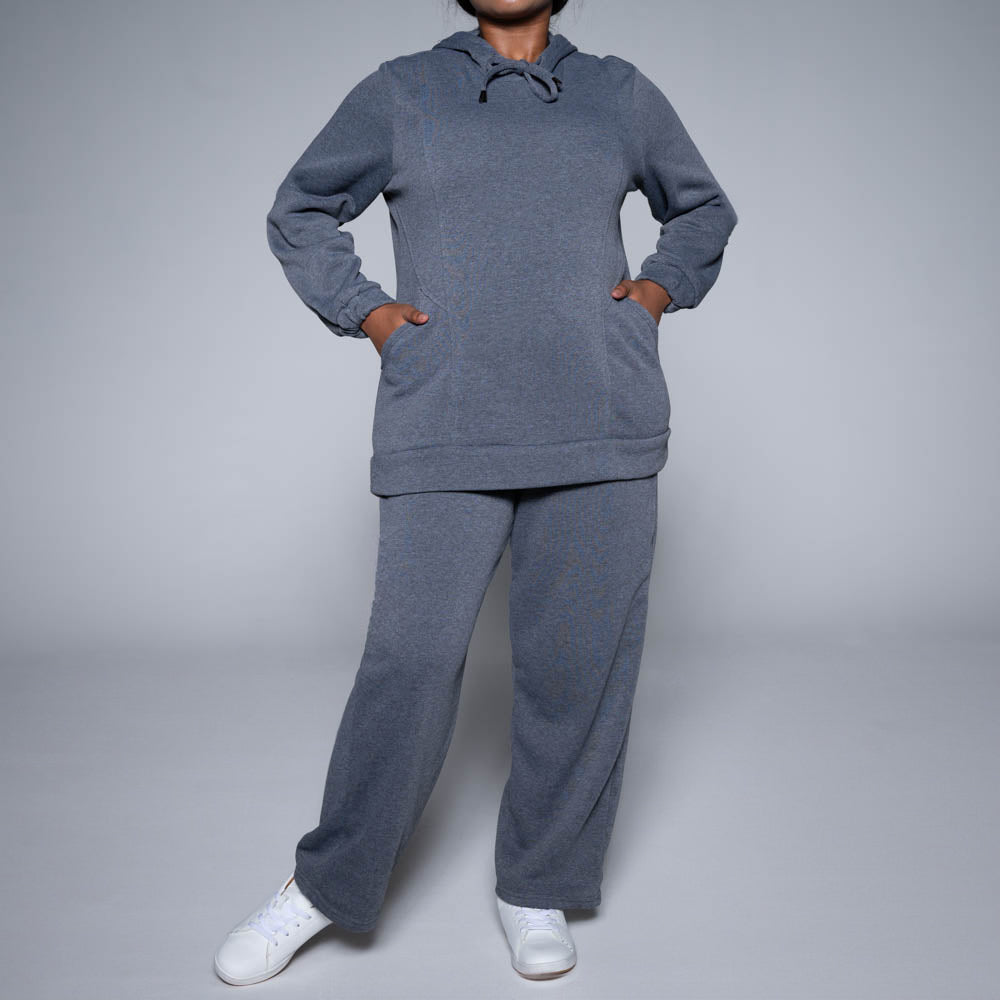 Plus Size Charcoal Hooded Top