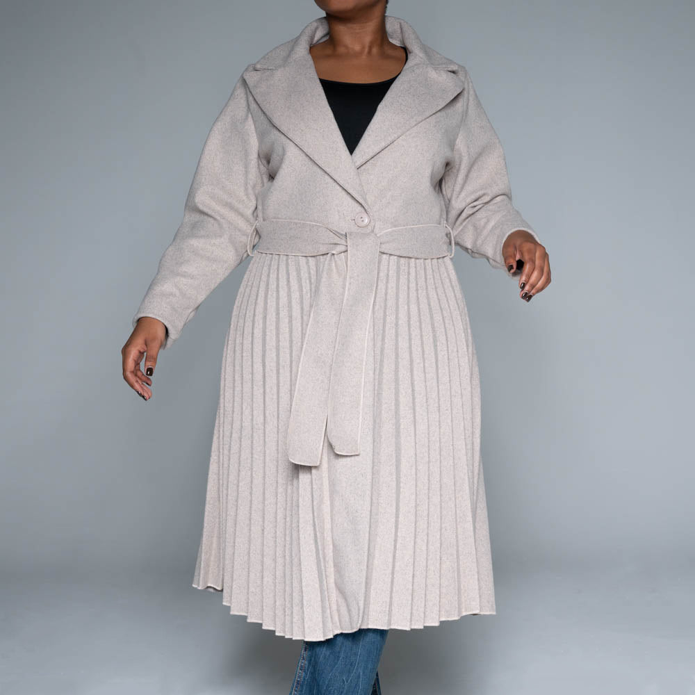 Pleated Melton Plus Size Jacket
