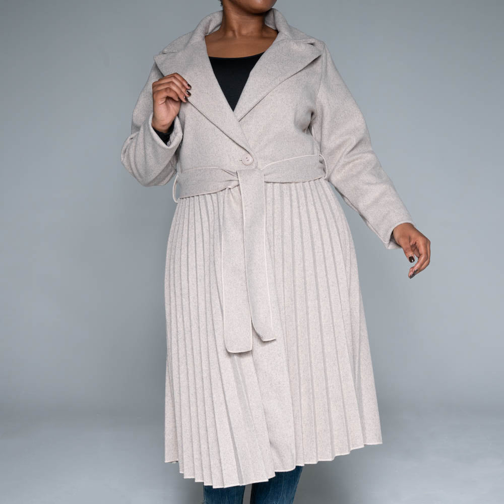 Pleated Melton Plus Size Jacket
