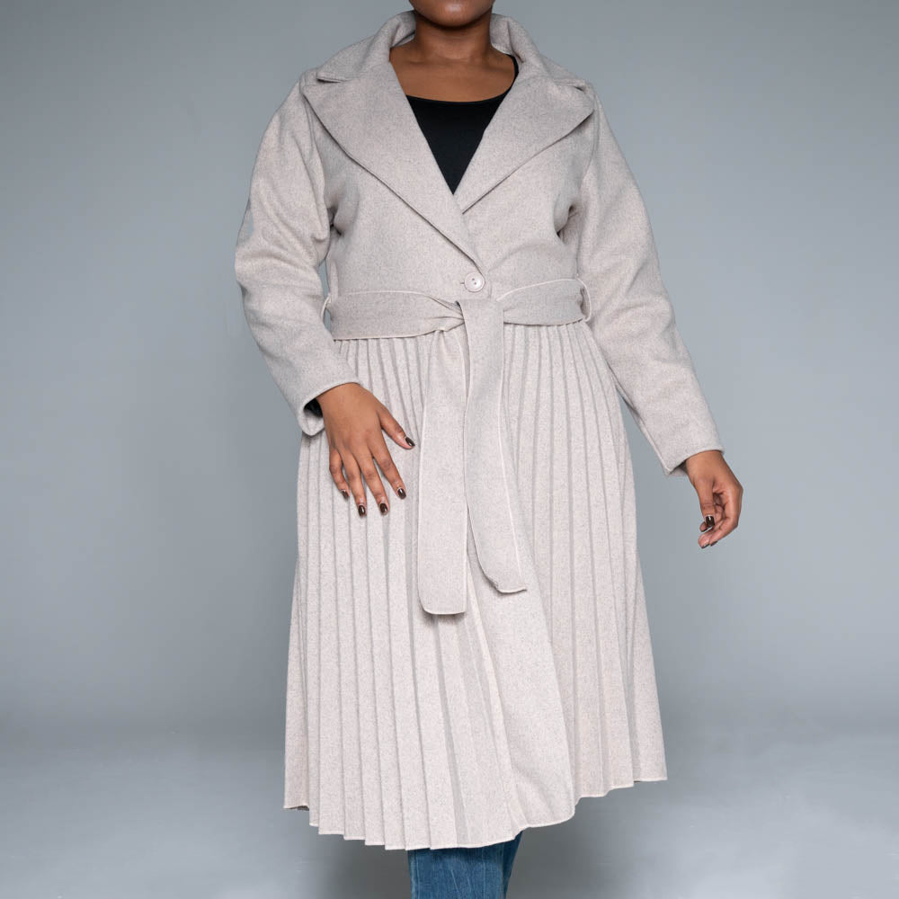 Pleated Melton Plus Size Jacket