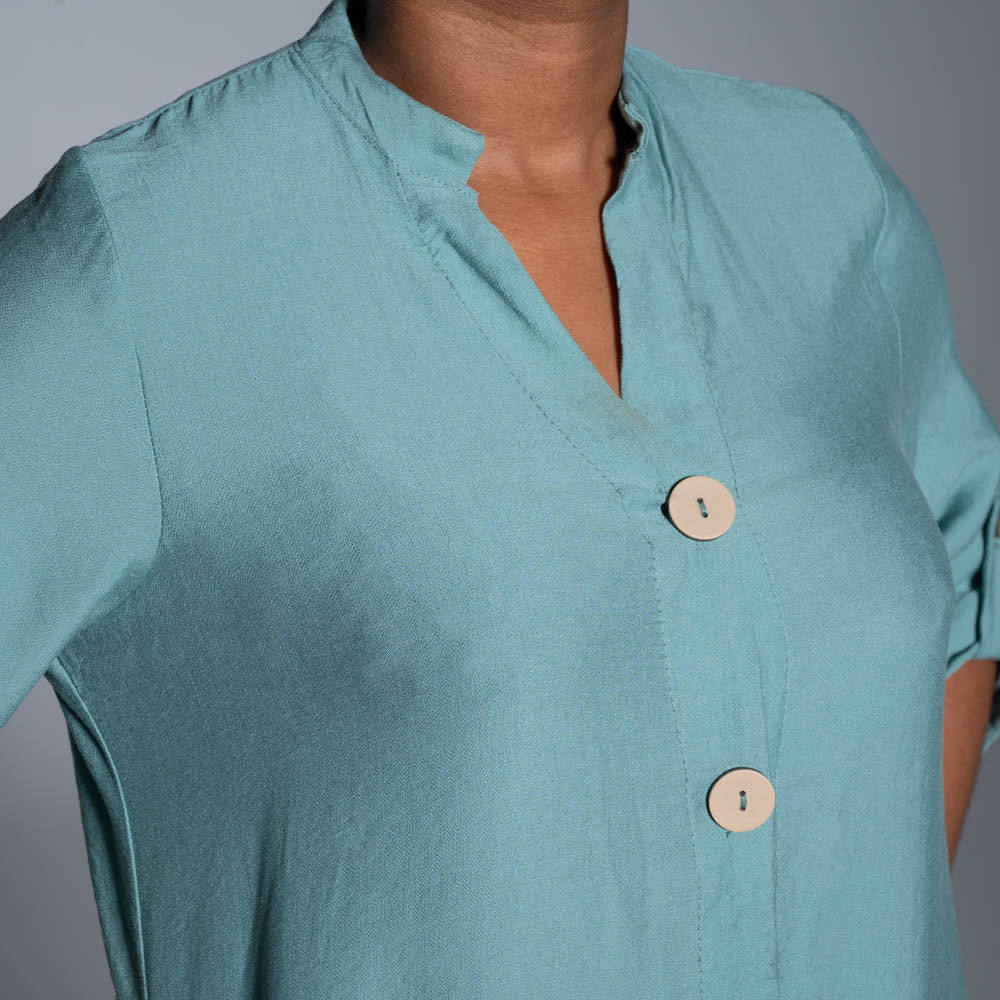 Sage Button Down Front Tunic