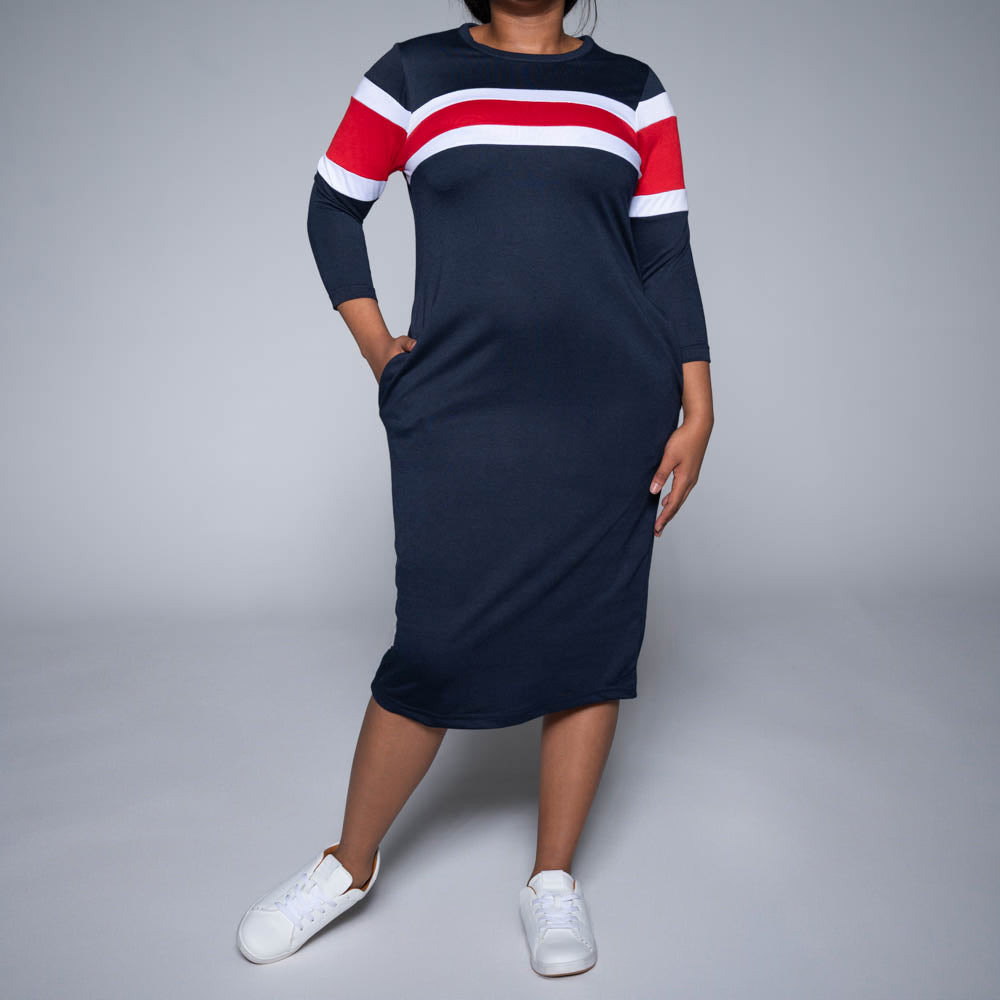 Plus Size Colour Block Dress