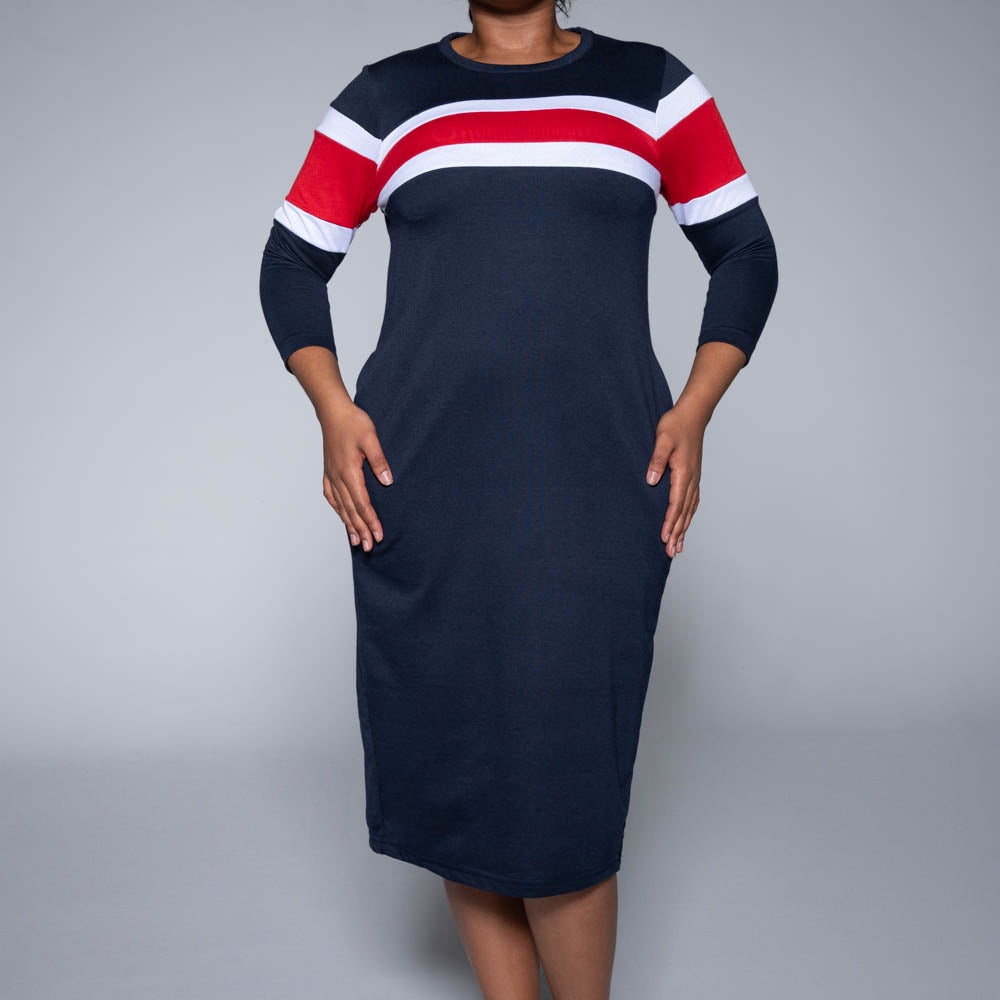 Plus Size Colour Block Dress