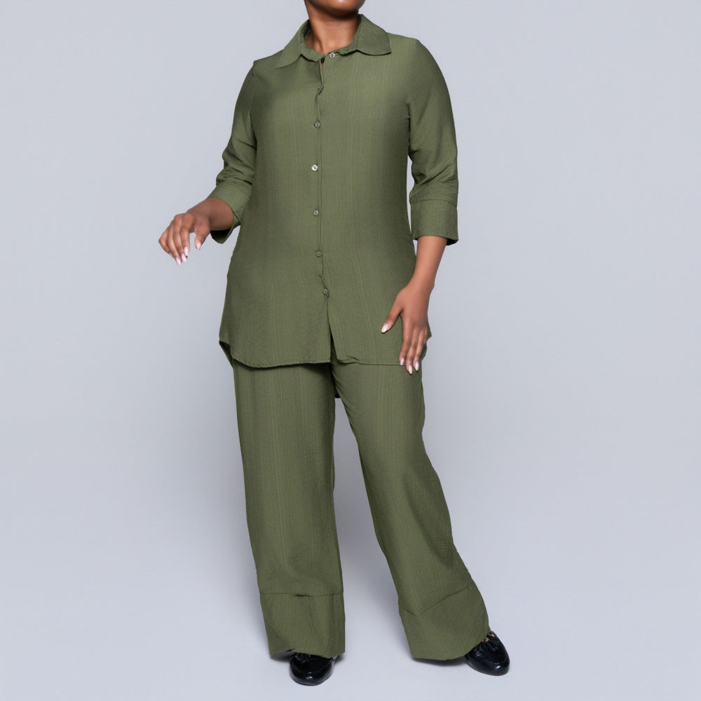 Plus Size Olive Button Down Top