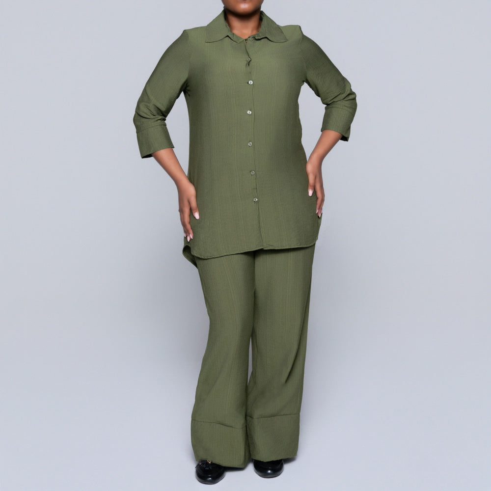 Plus Size Olive Button Down Top
