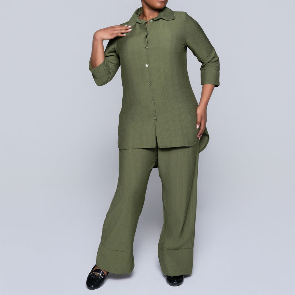 Plus Size Olive Button Down Top