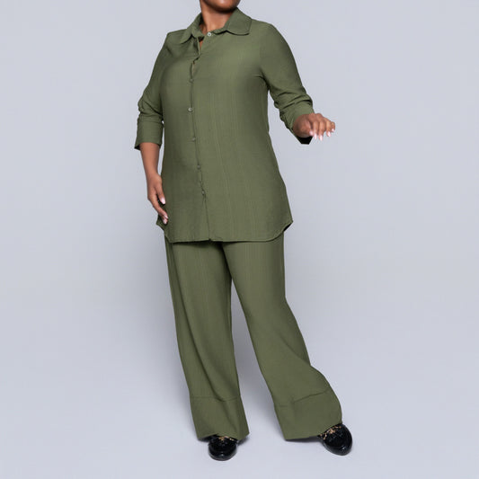 Plus Size Olive Button Down Top