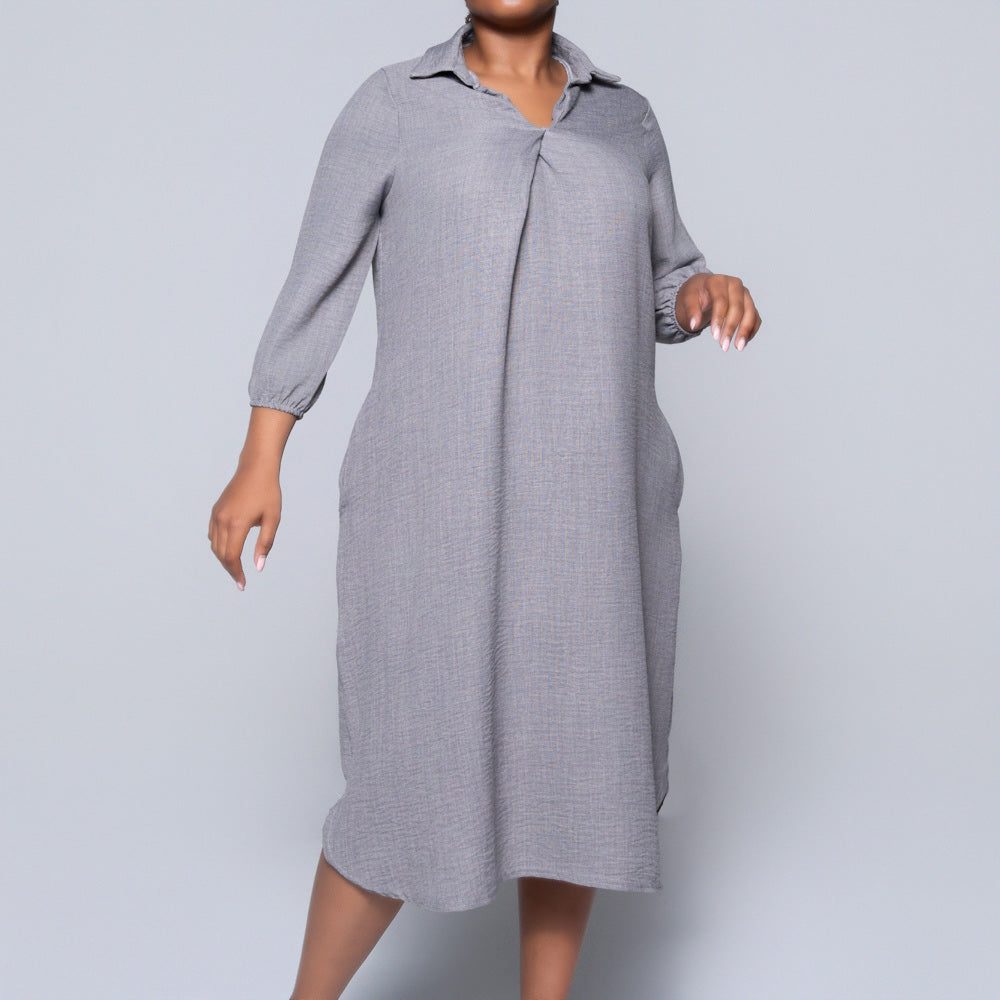 Plus Size Plain Grey Twill Tunic