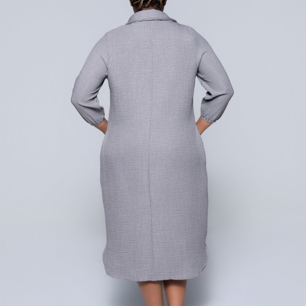 Plus Size Plain Grey Twill Tunic