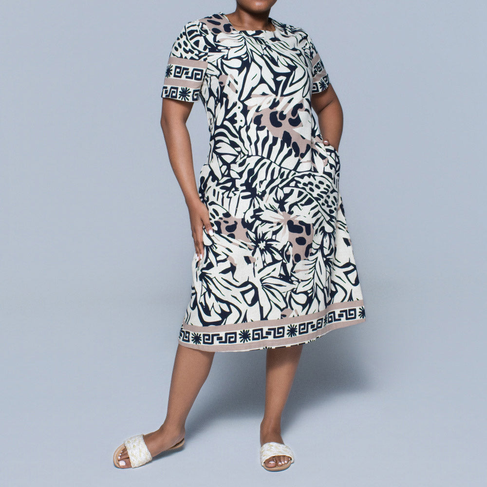Plus Size Border Print Tunic