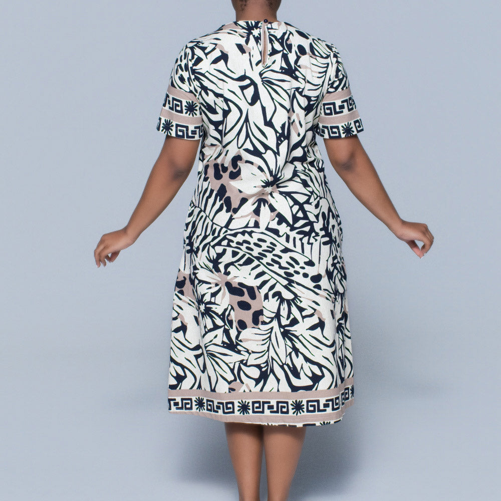 Plus Size Border Print Tunic