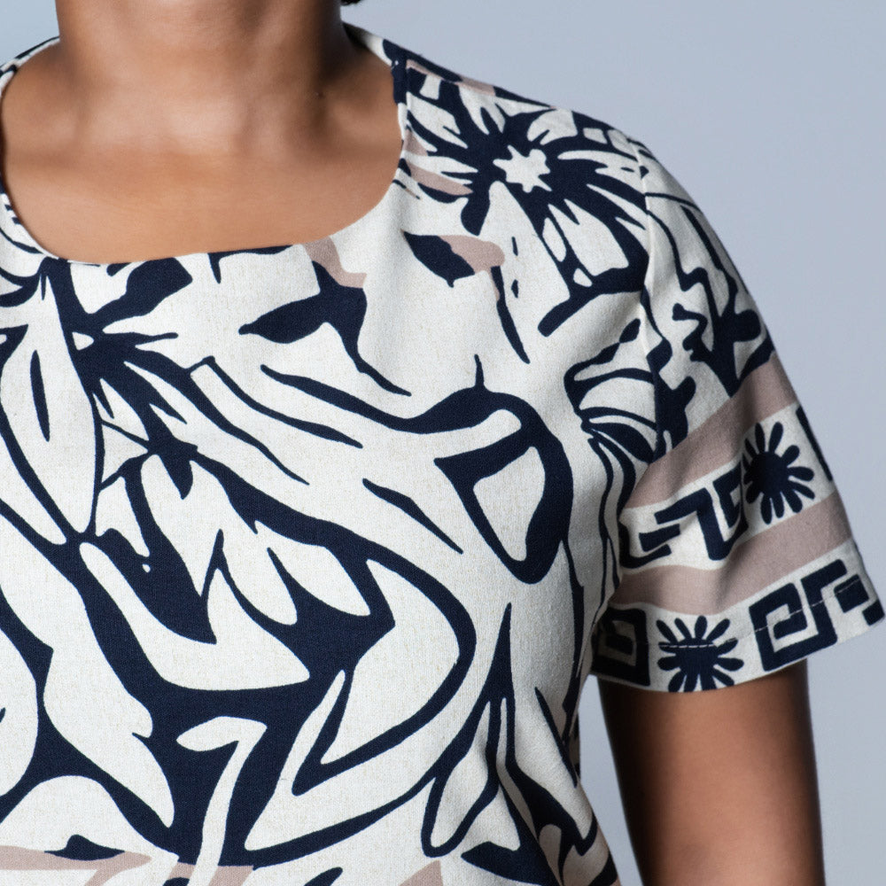 Plus Size Border Print Tunic