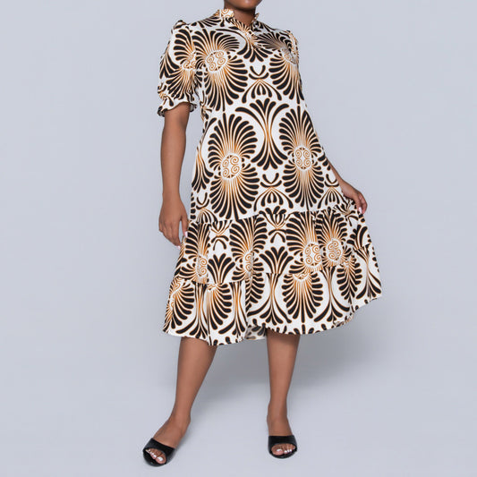 Plus Size Short Sleeve Printed Tunic